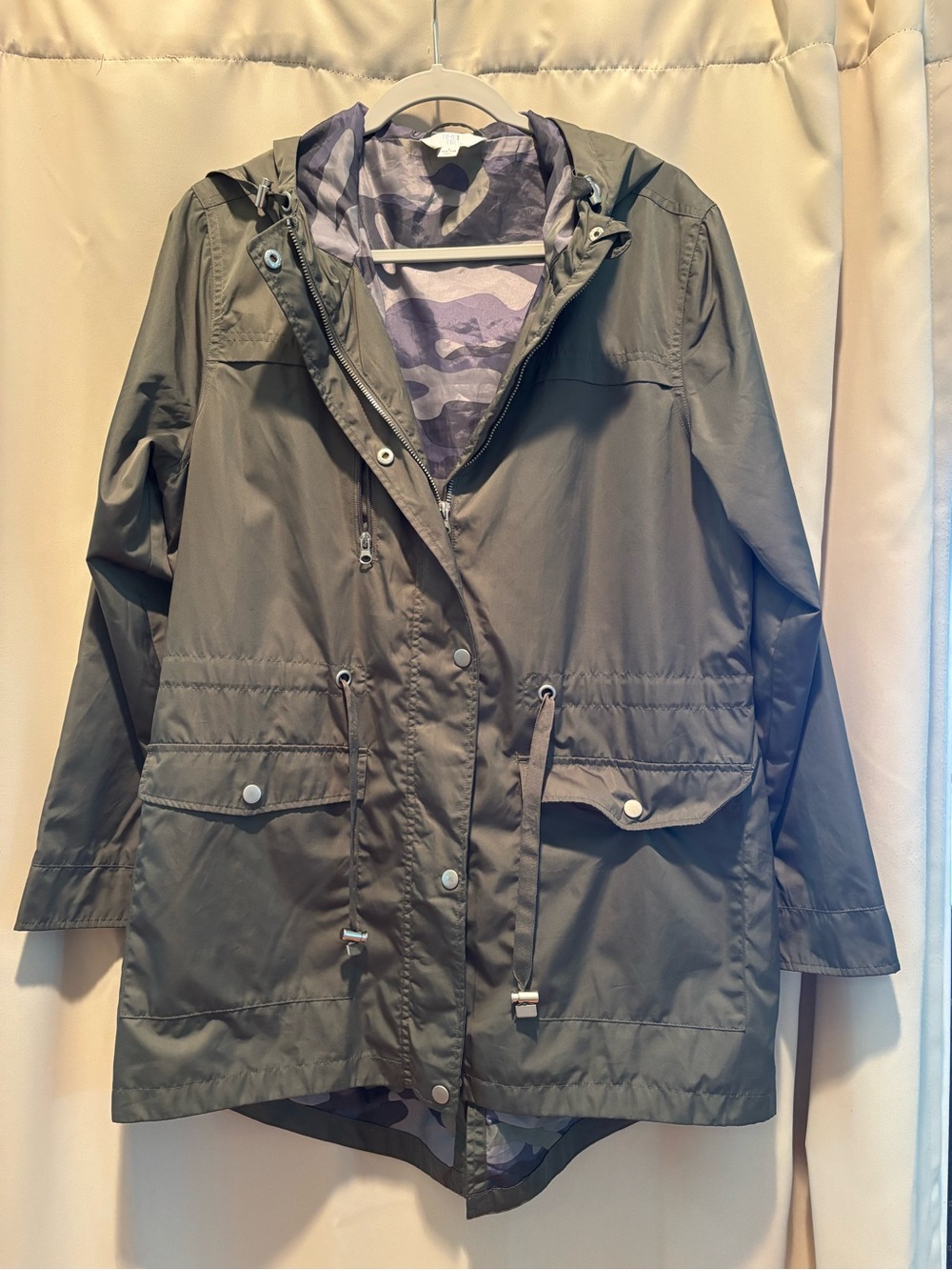 Time and Tru Olive Green Hooded Utility Jacket
